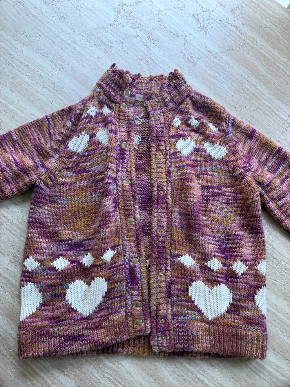 LoveShackFancy Purple Multi Heart Cardigan